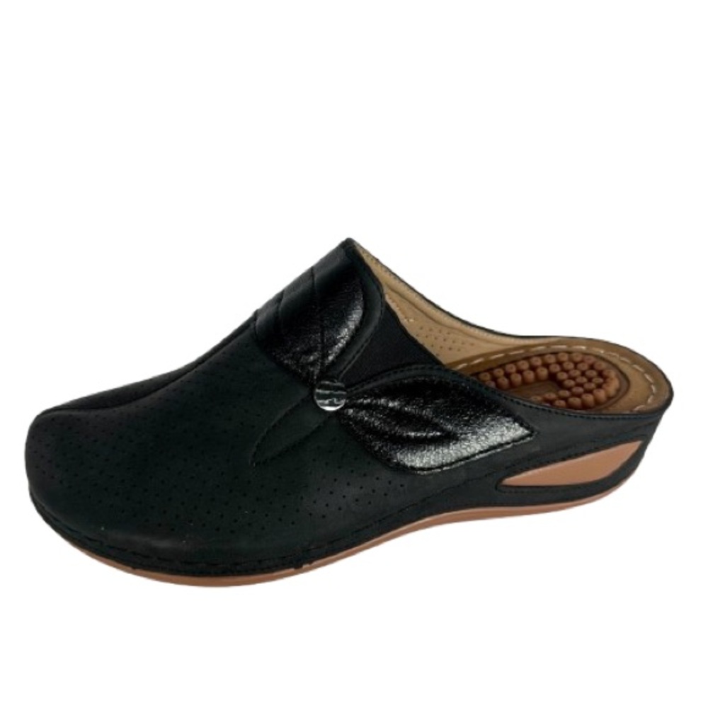 Ecetana Womens Black Perforated Comfort Clogs Mules Massage Footbed EU 41 US 9